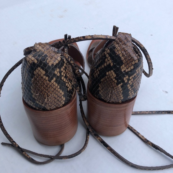 ZIMMERMANN Brown Snakeskin Block Heel Square Toe Gladiator Sandals - Picture 7 of 8